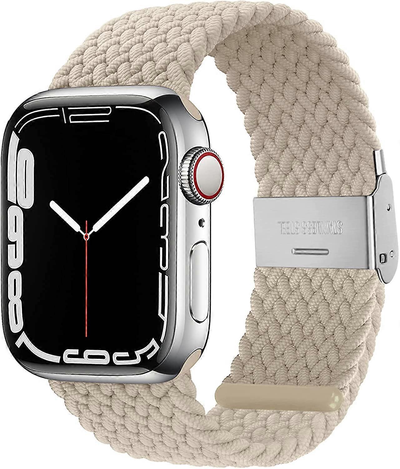 Adjustable Braided Solo Loop with Buckle Compatible With Apple Watch Band  42mm 44mm 45mm Soft Wristband Stretch Nylon Elastic Strap for iWatch Series