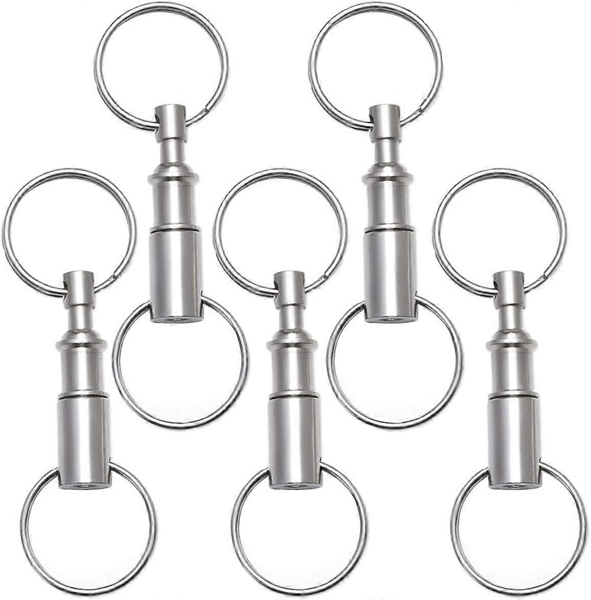 5 Pack Quick Release Detachable Pull Apart Key Rings Keychains,Double Spring Split Snap Seperate Chain Lock Holder Convenient Accessory Gift (5Pack)
