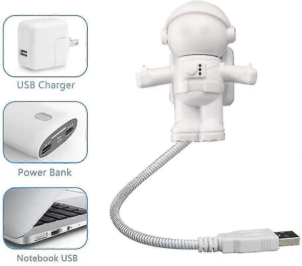 2 Pcs Usb Led Reading Light Lamp, Creative Spaceman Astronaut Eye-care Flexible Usb Light Led Laptop Lamp On/off Switch For Notebook Laptop, Desktop