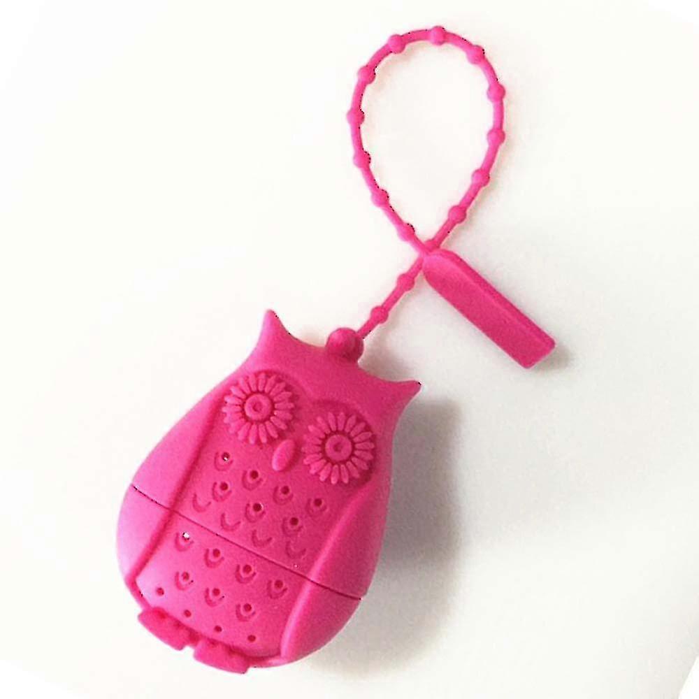 Creative Cute Owl Tea Strainer Tea Bag, Teapot Strainer Diffuser (2pcs, Rose Red)