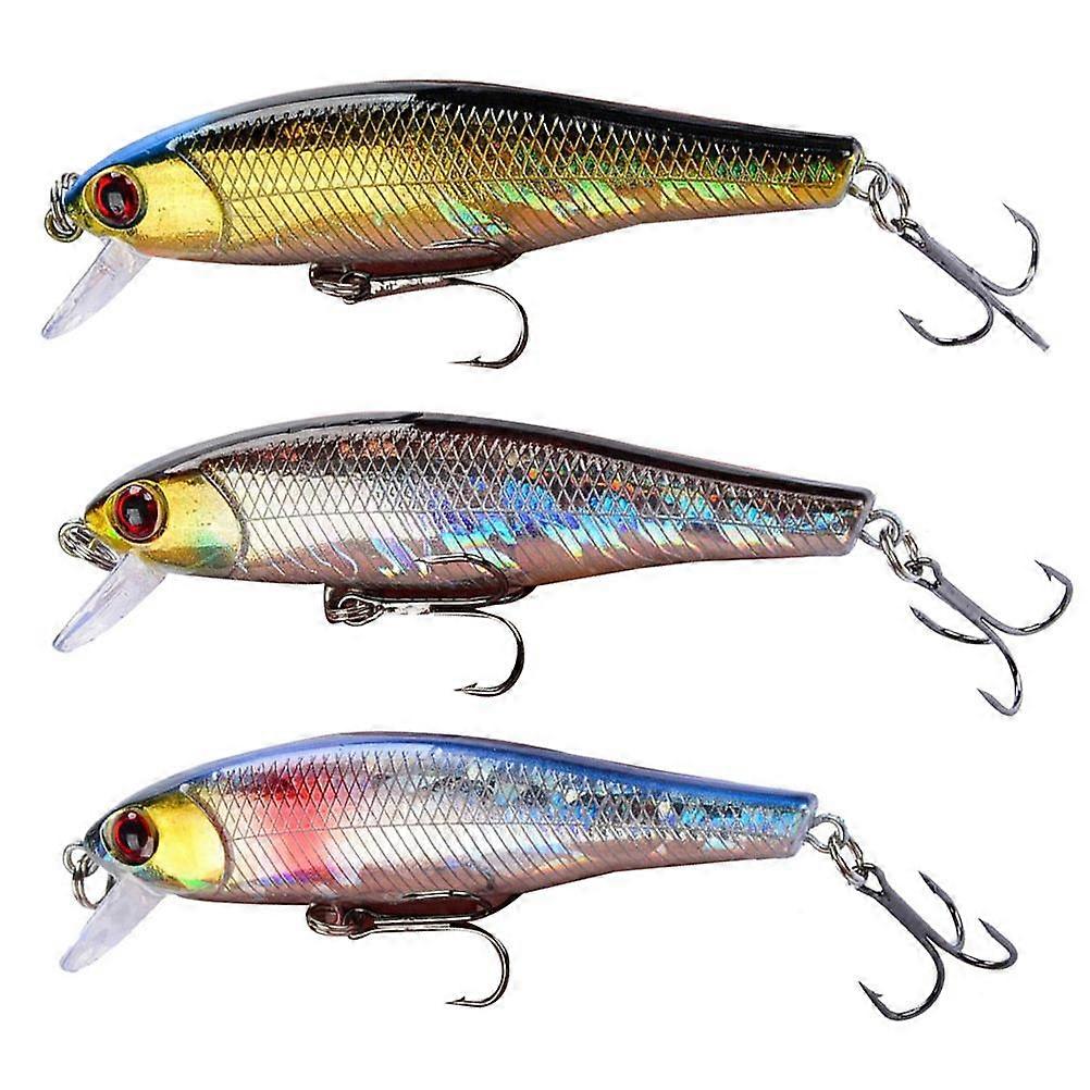 3 Stück Angelköder 3D-Druck Hartköder Crank Baits Sinkender Wobbler Drilling Haken Angelköder 8,5 cm 9,2 g