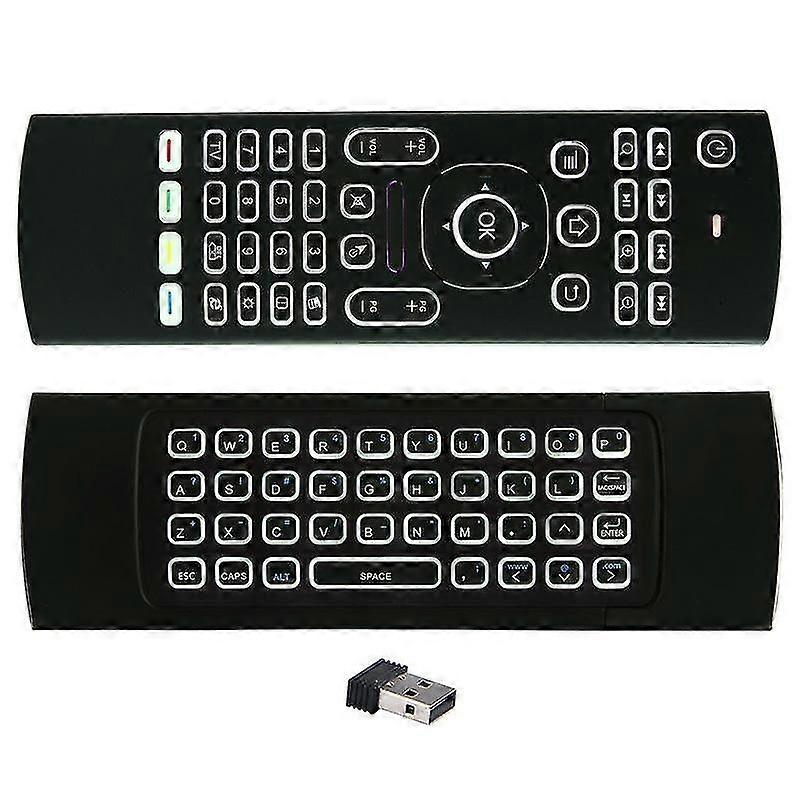 MX3 Wireless QWERTY White Backlit 2.4GHz Keyboard Air Mouse with Microphone