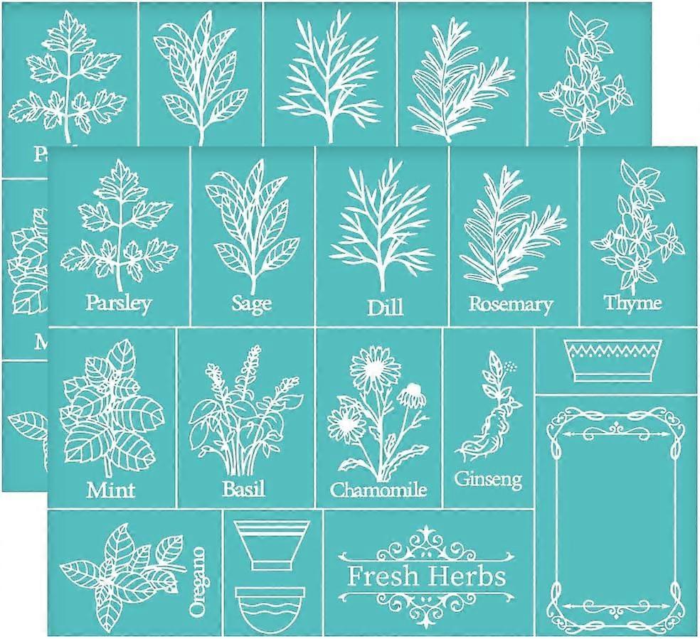 11x8.6 Inch 2Pcs Self-Adhesive Silk Screen Printing Stencil Plants Pattern Mesh Transfers Stencil Herbs Flowerpot Tag Silk Screen Stencil for Painting