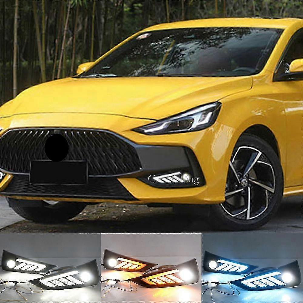 Superior Car LED DRL For MG MG5 2022 2022 Daytime Running Lights Daylight Fog lamp cover with flowing Yellow turn signal
