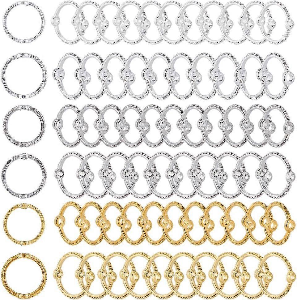 1 Box 240Pcs 6 Styles Round Bead Frame Circle Beads Frame Hollow Colorful Alloy Ring Double Hole Spacer Loose Bead Connectors for Jewelry Making Charm