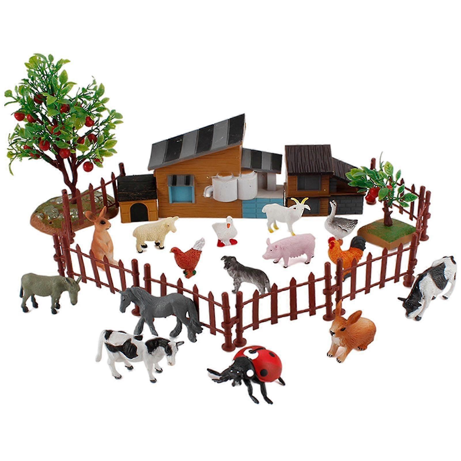 21Pcs Farm Animals Set Realistic Tiny Farm Animal Figures TOY for Party Kids