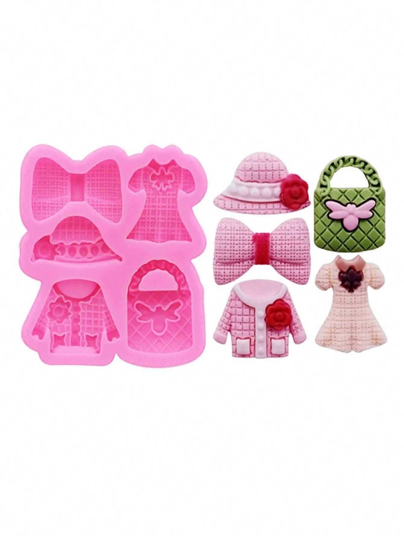 1pc תבנית סיליקון ורוד, מיני DIY שרף מלאכה עובש עבור כובעים, בגדים, תיקים, קשתות - משמש להכנת תיקים, נעליים, בגדים, קליפים לשיער, עניבות שיער, דקוראט