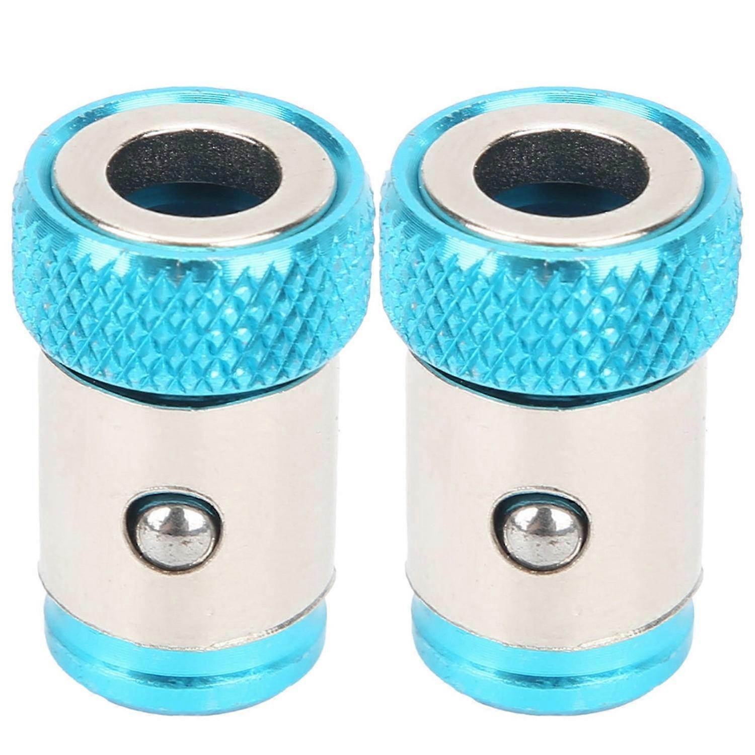 2Pcs Magnetizer Ring Universal Metric 1/4inch Magnetic Steel Screwdriver Bits AccessoriesLake Blue