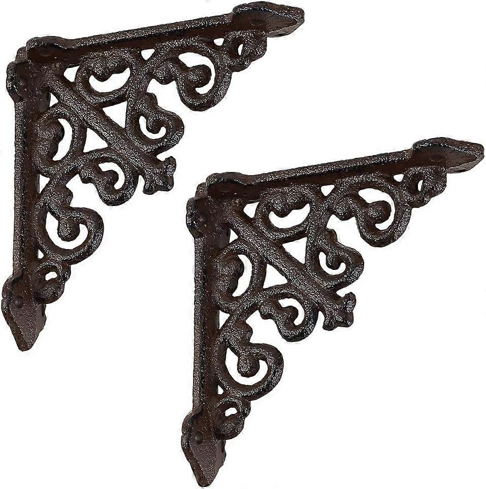 2 Pcs Decorative Shelf Brackets 3.9 inch Shelf Support Corner Sturdy Black Triangle Shape Iron Corner Heavy Duty Decorative Brackets for Kitchen Home