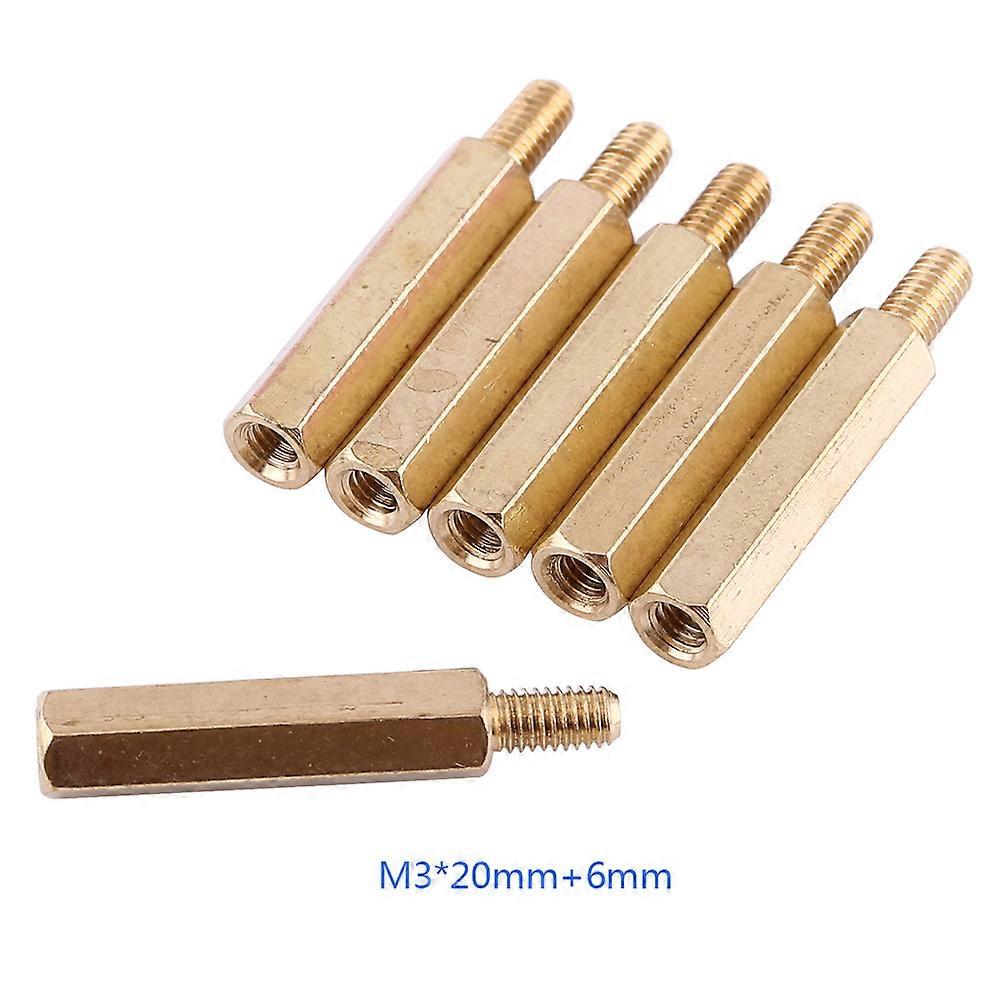 Brass M3 Hex Column Female Support Threaded Standoff for PCB Board (M3*20+6)