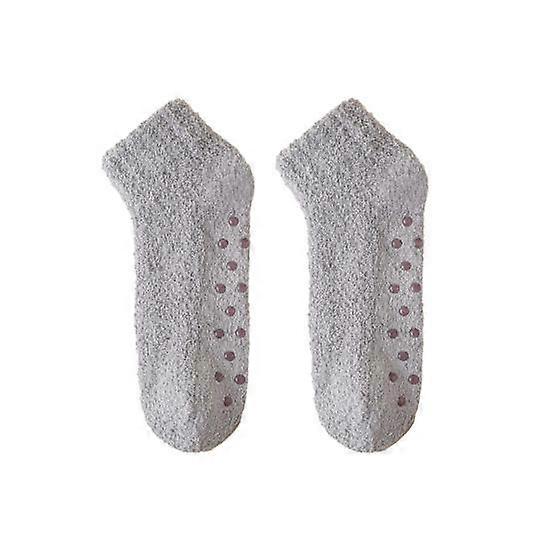 1 Pair Women Socks Thickened Elastic Anti-slip Mid-tube Anti-skid Bottom Solid Color Floor Socks Warm Soft No Ddor Sweat Absorption Lady Winter Socks