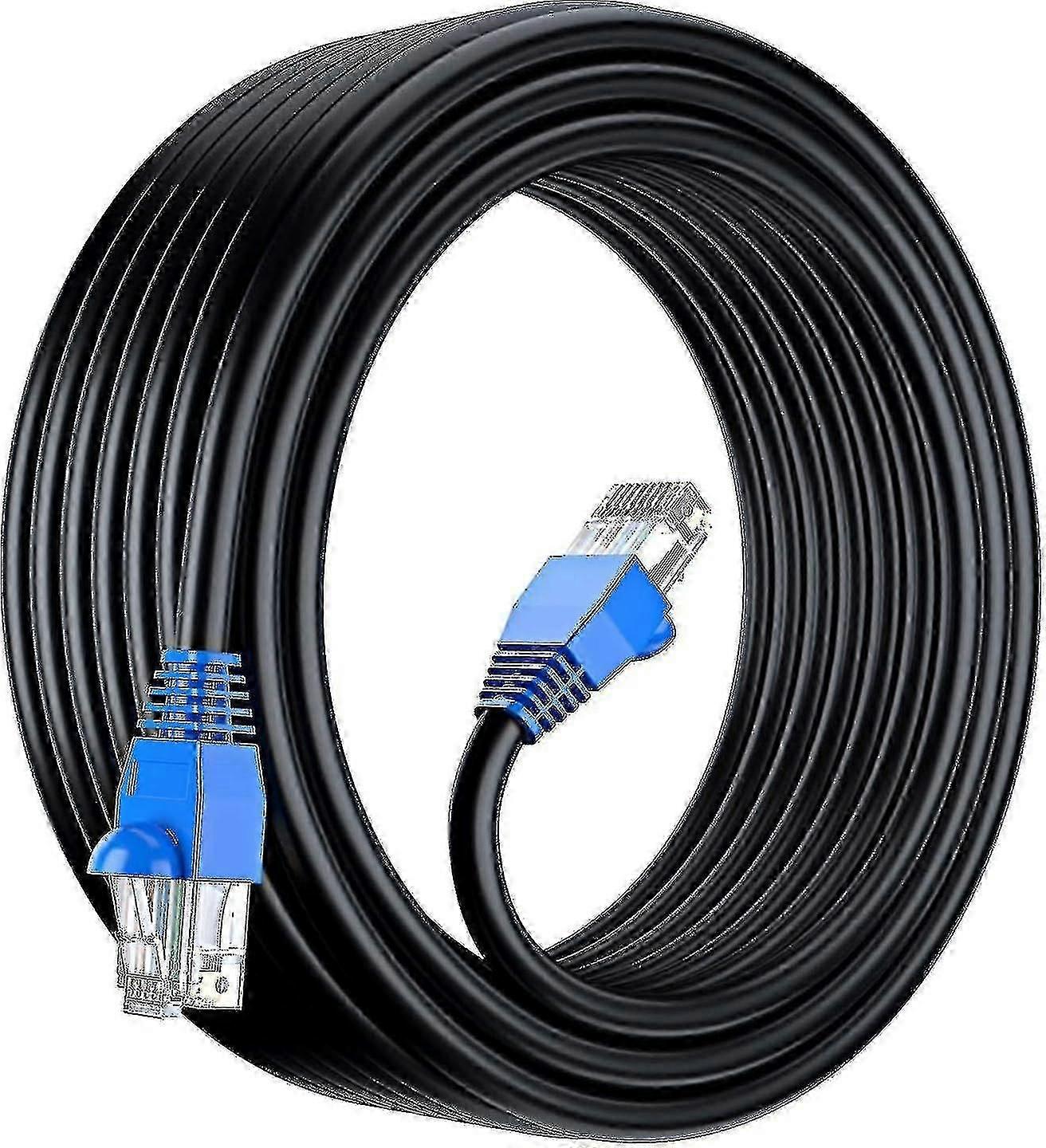 50m Cat6 屋外防水直接埋設イーサネット ネットワーク ケーブル - UTP - CCA - 550 Mhz - 黒 50 メートル