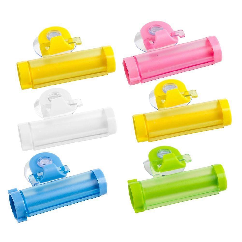 6pcs Creative Suction Cup Toothpaste Extruder Multi Function Reelable Facial Cleanser Toothpaste Manual Extruder (Random Color)
