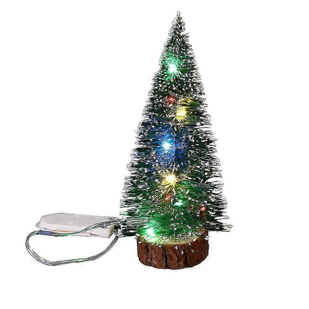 Mini Cedar Christmas Tree With LED Lights Small Pine Tree Table Desk Xmas Decor Ornament