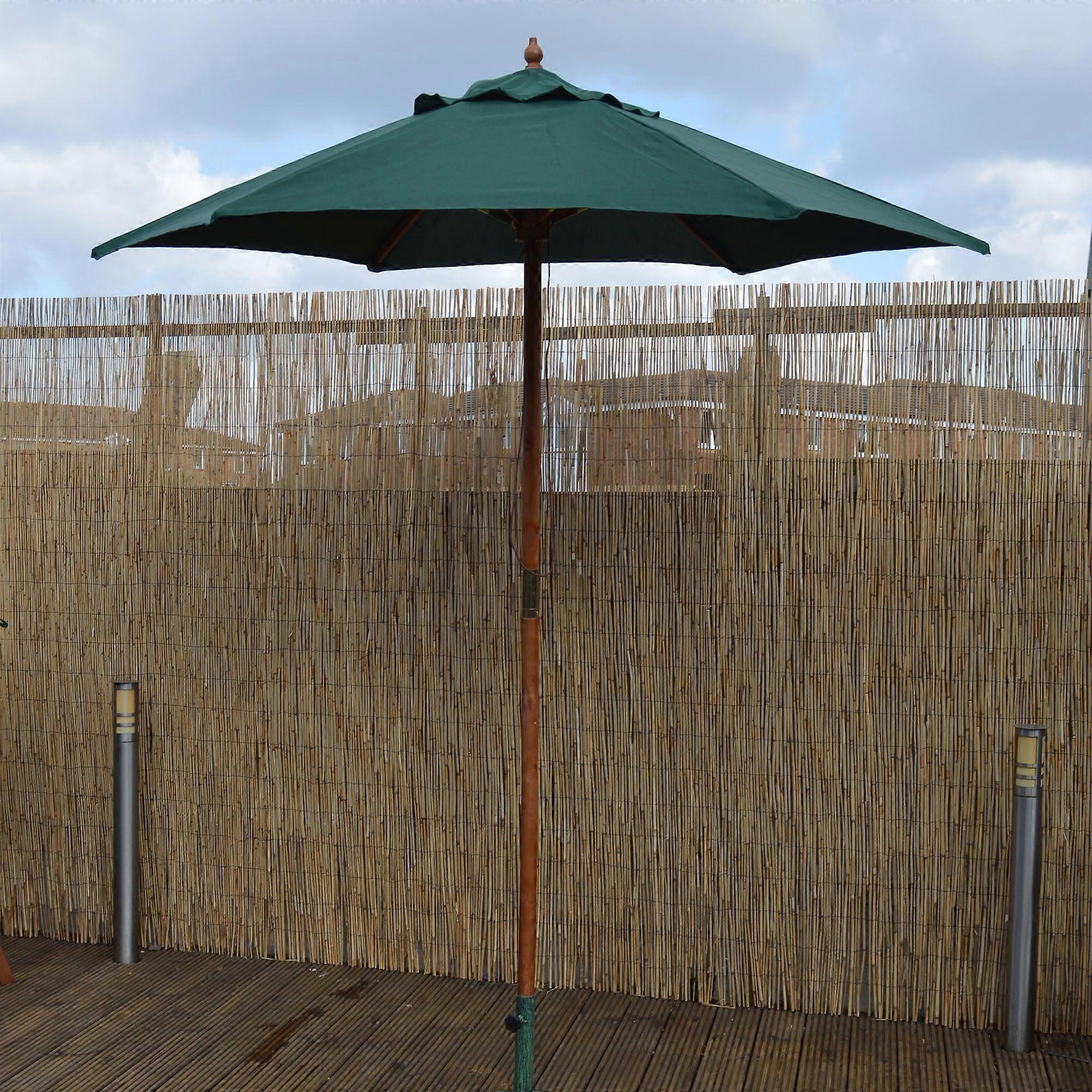 2.1M Green Garden Parasol / Umbrella With Pulley And 38mm Wooden Pole