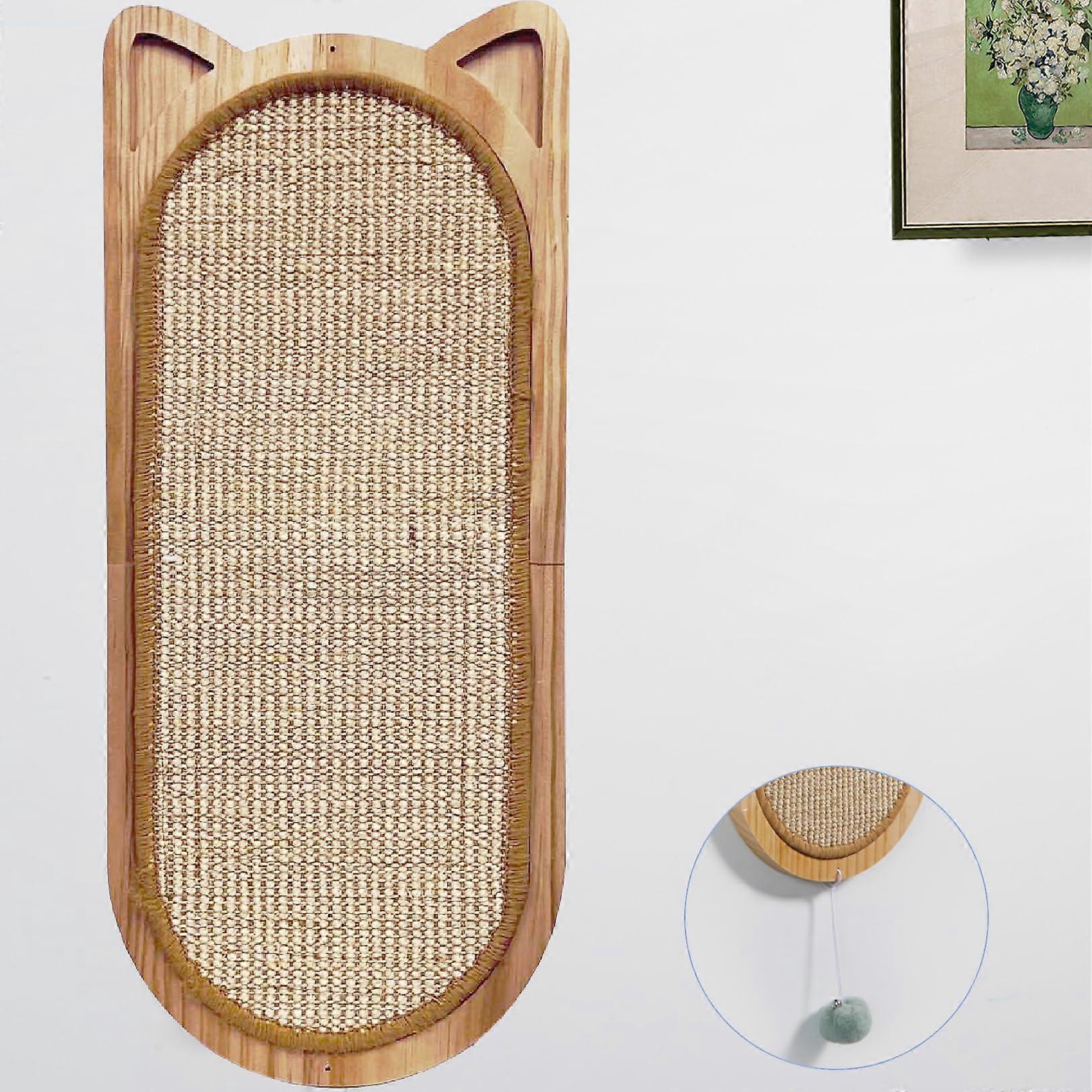 Wall-mounted cat scratching post with cat ball toy
