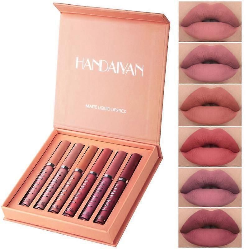 6PCS/Set HANDAIYAN Matte Lipstick Set Lasting Moisturing Lip Gloss Liquid
