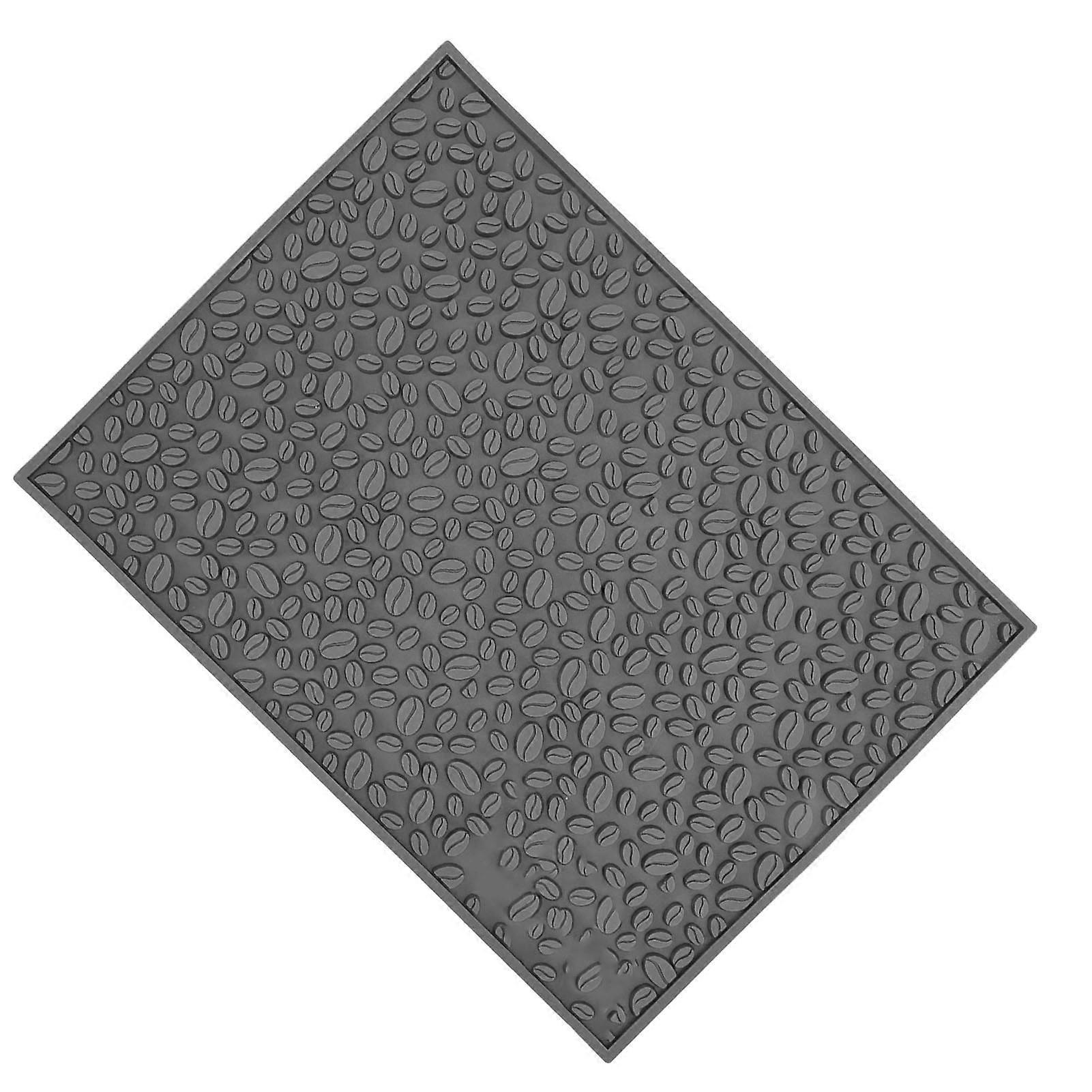 Non Slip Cup Mat Coffee Bean Design Desktop Bar Counter PVC Pad for Water Draining Filtering Grey 