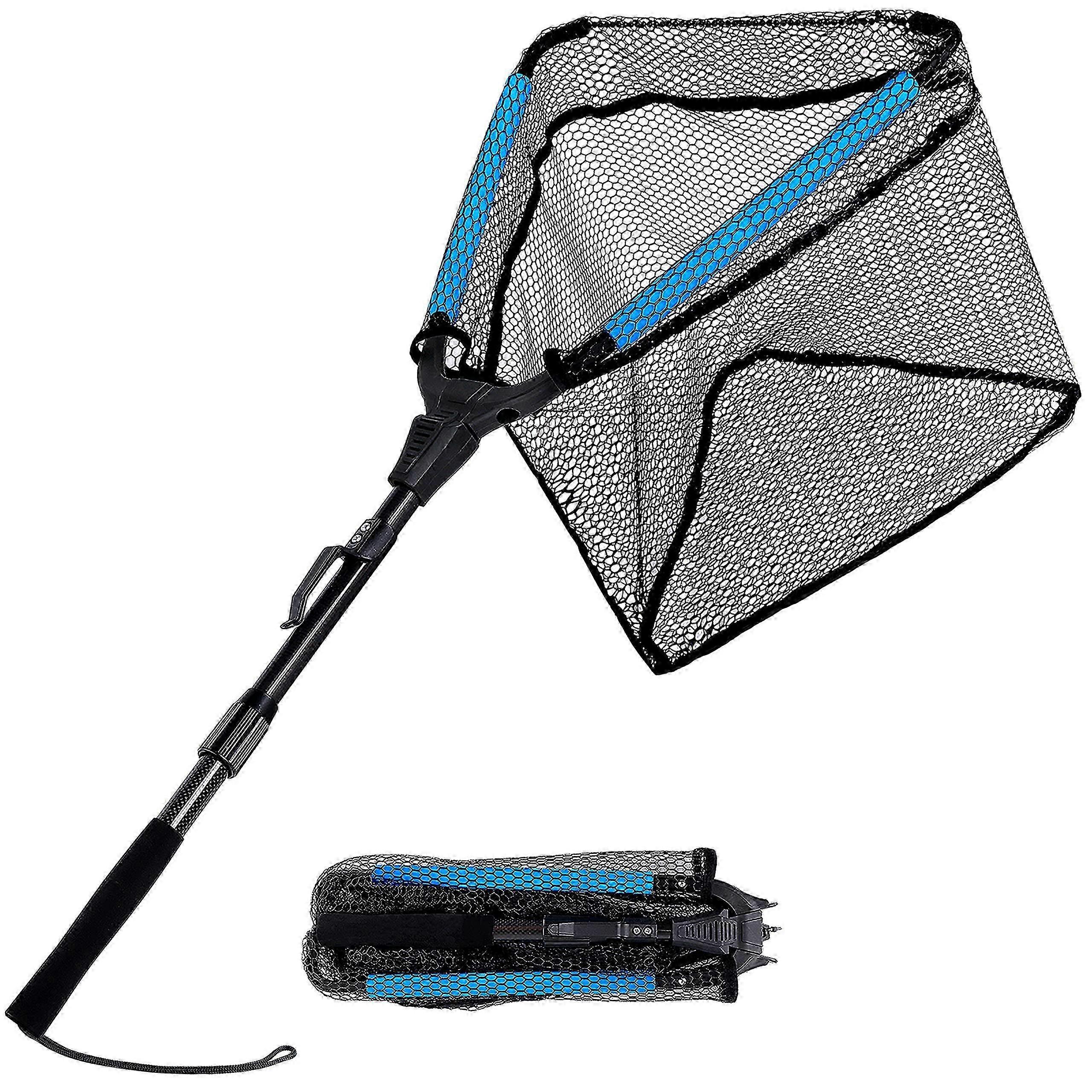 72cm Fishing Net Fish Landing Net, Foldable Collapsible Telescopic Pole Handle, Durable Nylon Material Mesh, Safe Fish Catching or Releasing