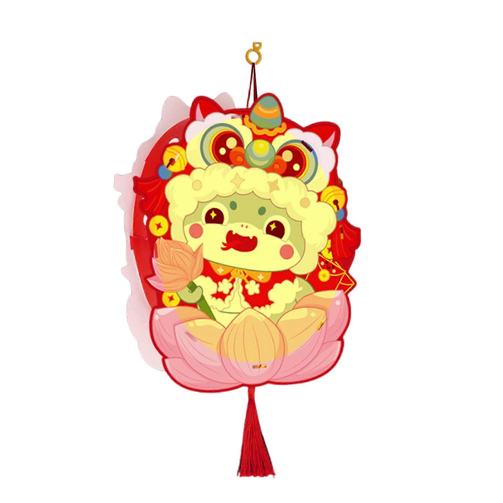Year of The Snake Handheld Lanterns Handmade Paper Lanterns Assembly Set for Children Adult Chinese New Year Decoration