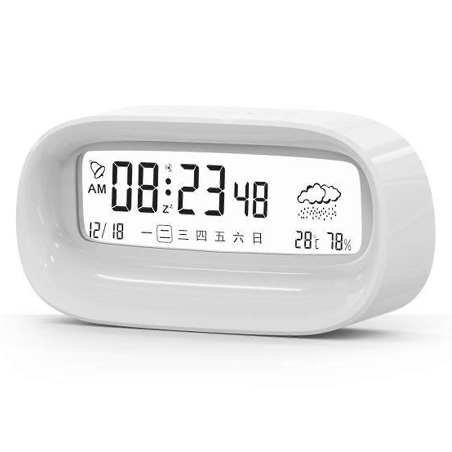 Smart Calendar Alarm Clock Transparent Multi-Function Home Office Desktop Digital Clock-White