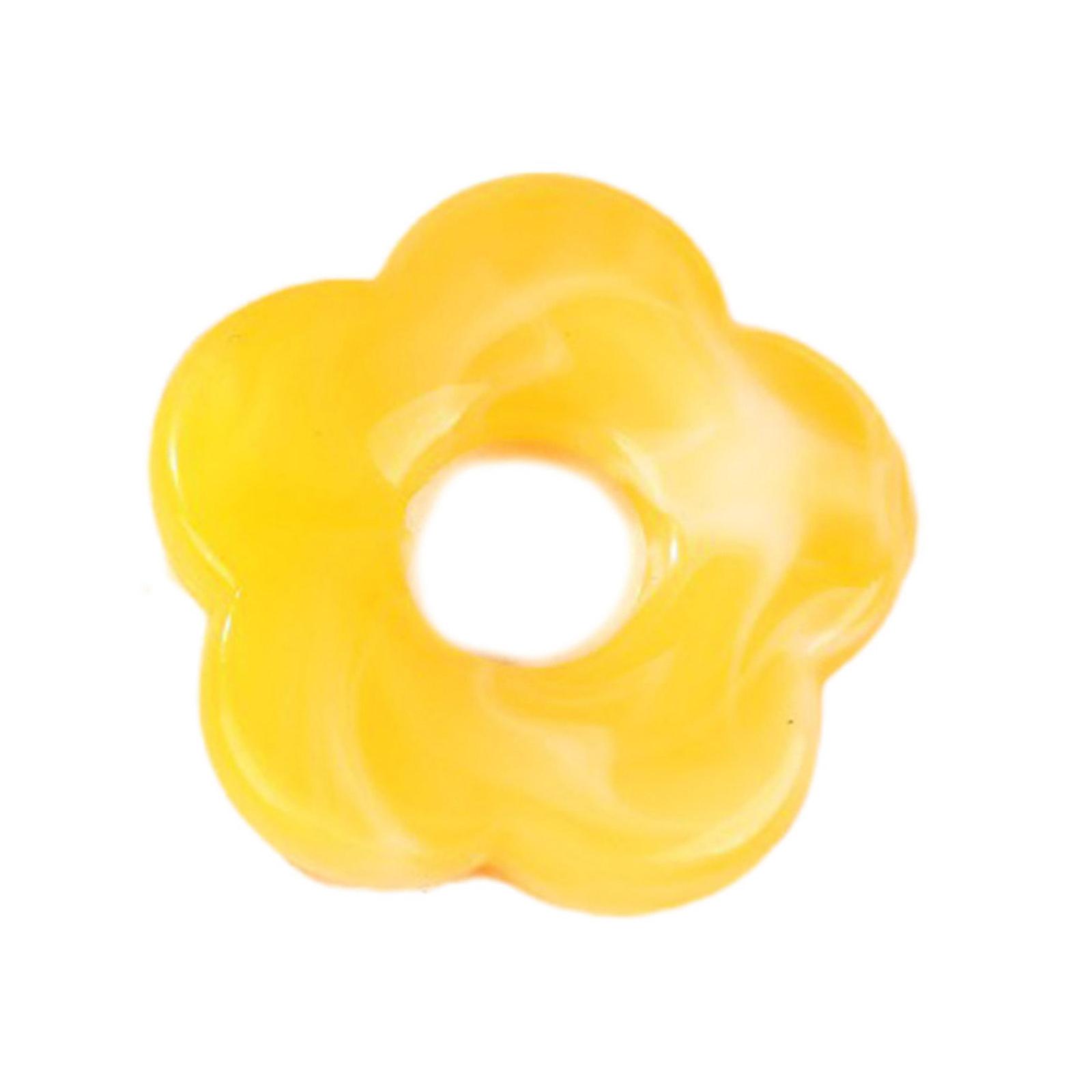 Dyed Resin Pendants Hollow Five Petal Flower Bead Charm DIY Keychain Earring Jewelry Accessories Easy to Use  Yellow