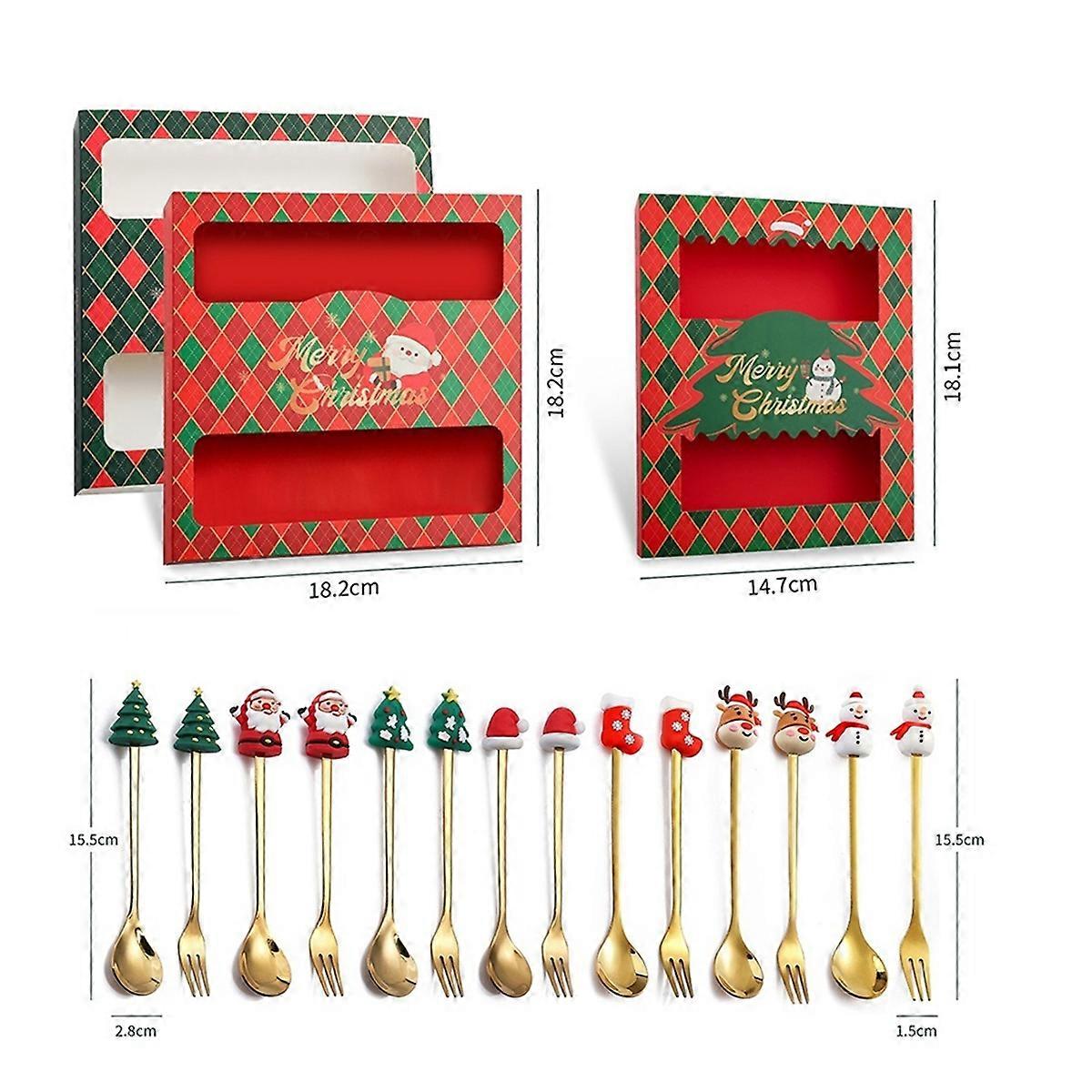 6Pcs Christmas Fork And Spoon Set,Stainless Steel Tableware