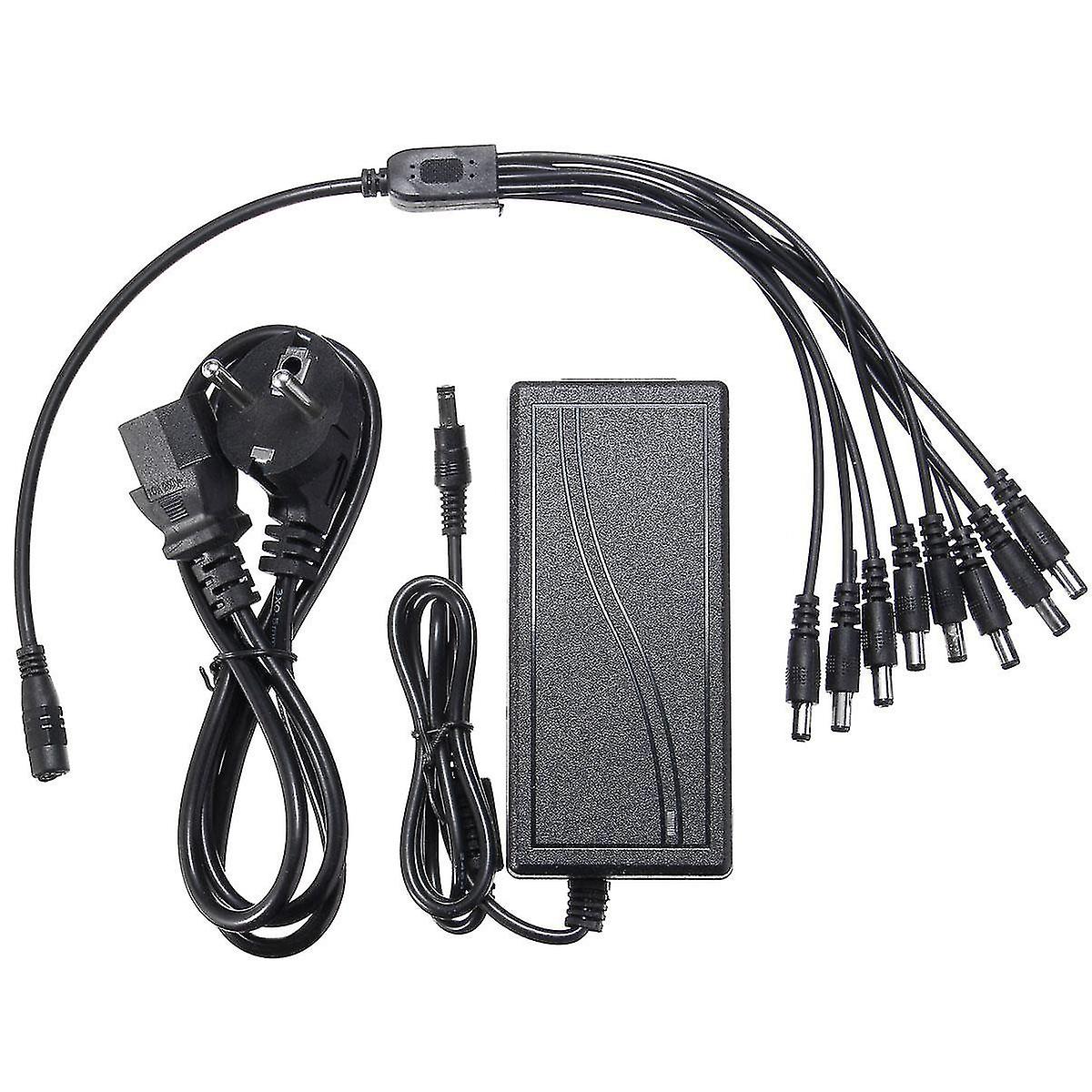 8 Split Cable Cord + Dc 12v 5a Power Supply Adapter For Cctv Security Camera