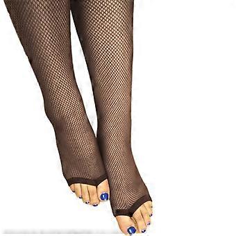 Womens Without Toes Sheer Fishnet Pantyhose Toeless See Through Small Mesh Net Latin Dance Tights Stockings Hosiery  Fleshy