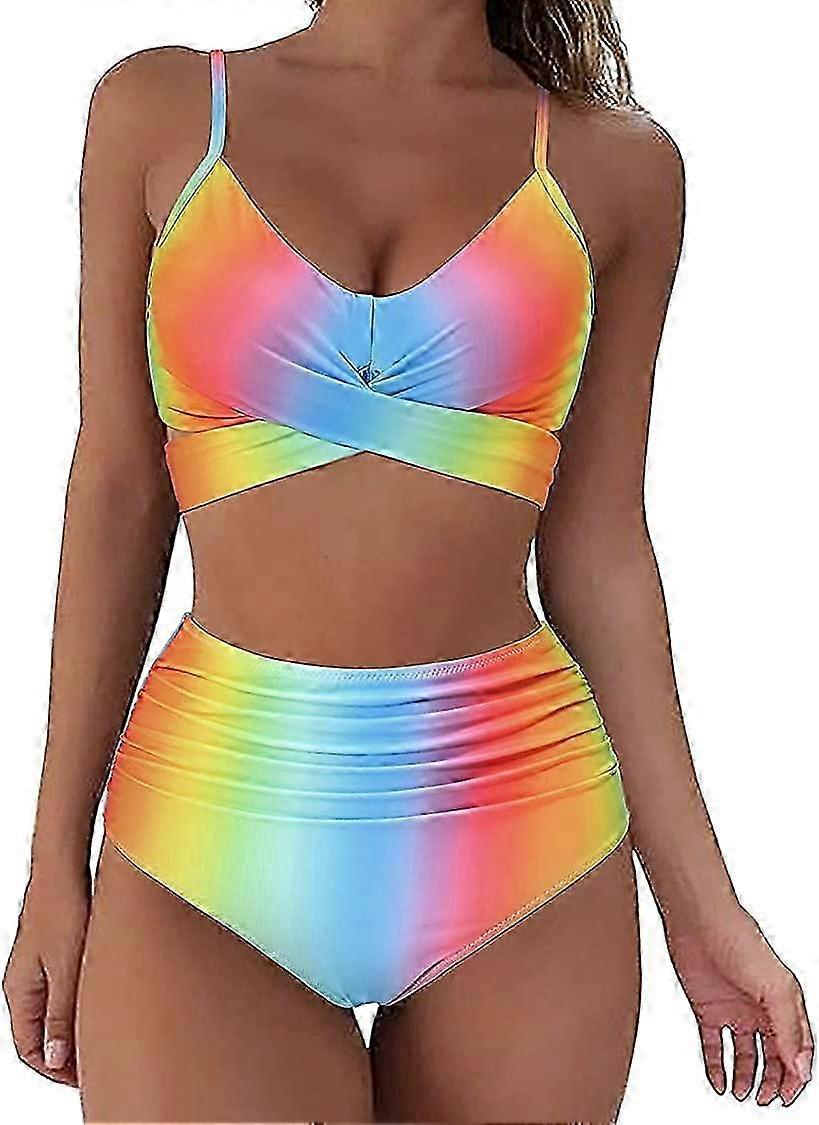 High-Waisted Push-Up Two-Piece Bikini Set for Women