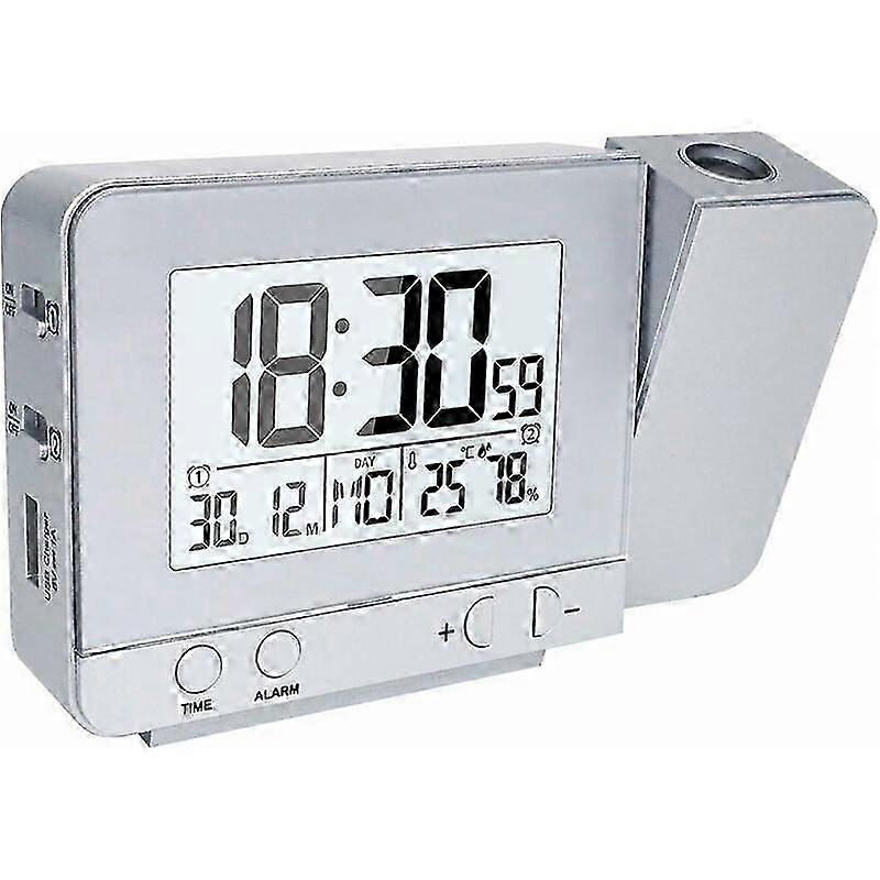 Projection Alarm Clock Dual Alarm with Temperature Humidity