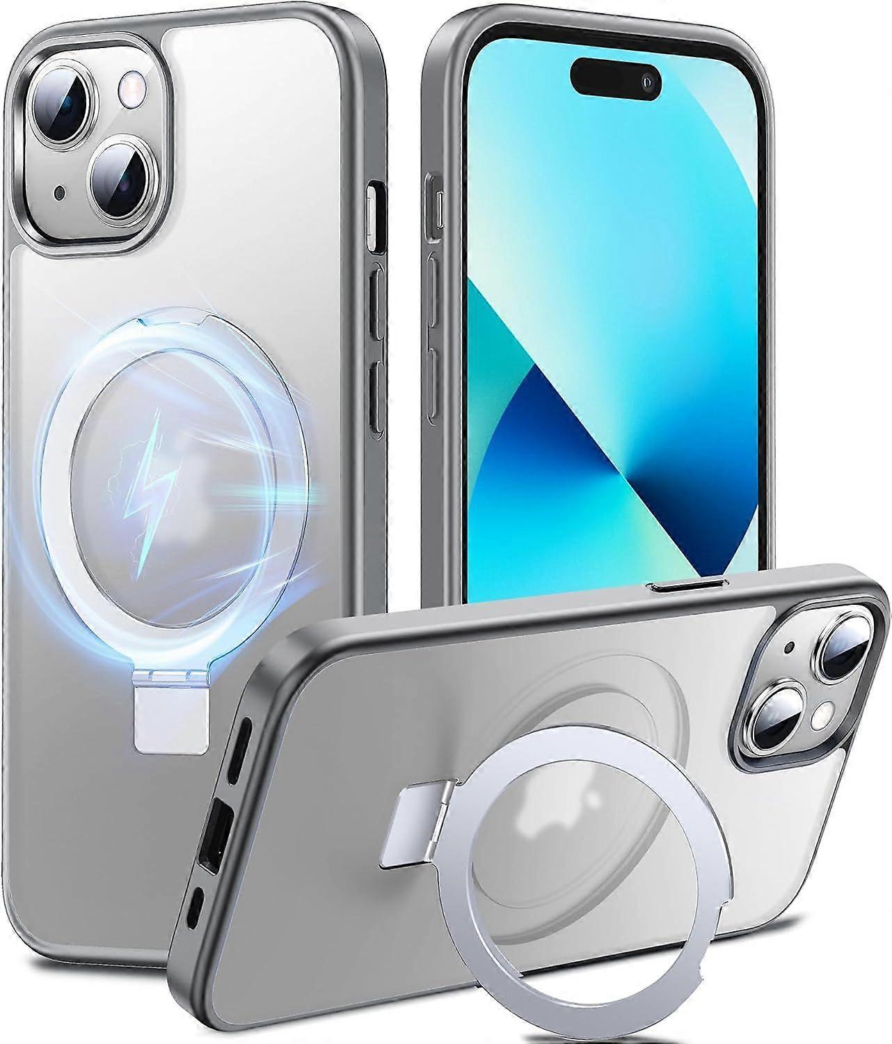 Compatible with iPhone 13 Case, 3 in 1, Titanium Gray