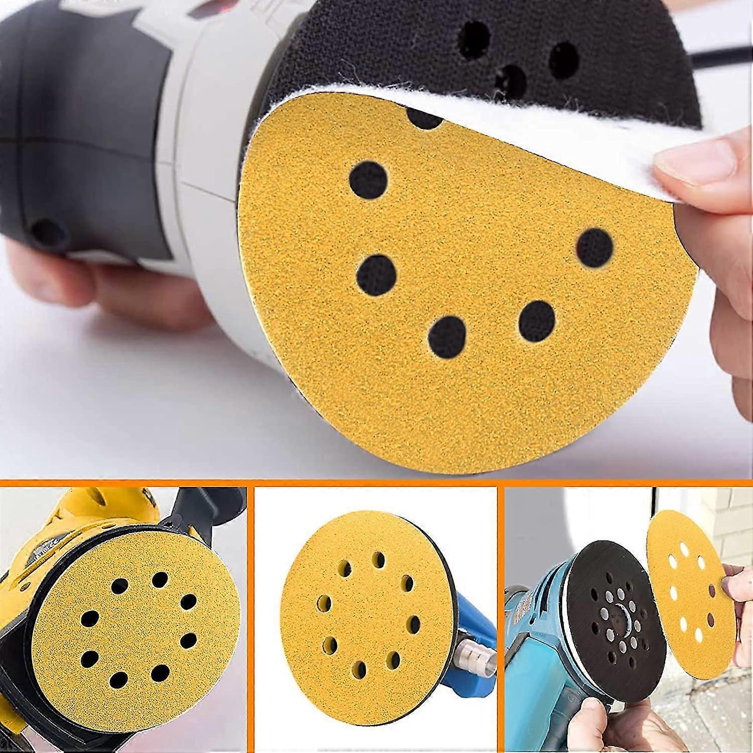 thumbnail image 2 of 100-Pack 5-inch 100 Grit Sanding Discs – 8-Hole Hook & Loop For Orbital Sanders By SATC 2 of 6