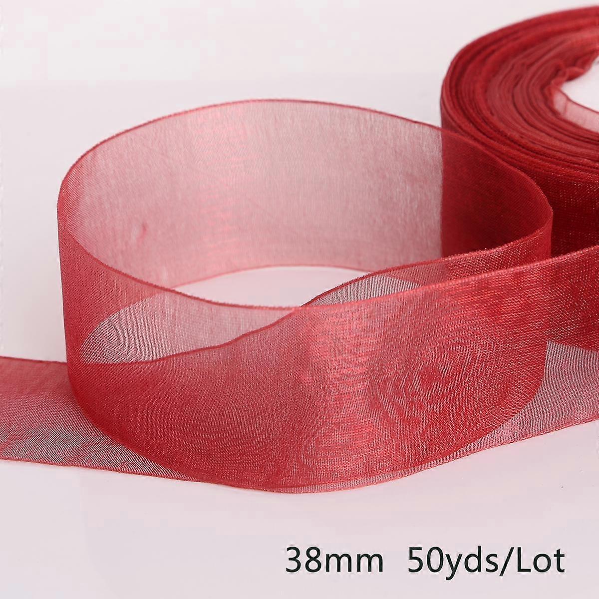 50Yards/Roll Organza ύφασμα κορδέλα δώρο περιτύλιγμα 38mm για DIY διακόσμηση γάμου κόμμα