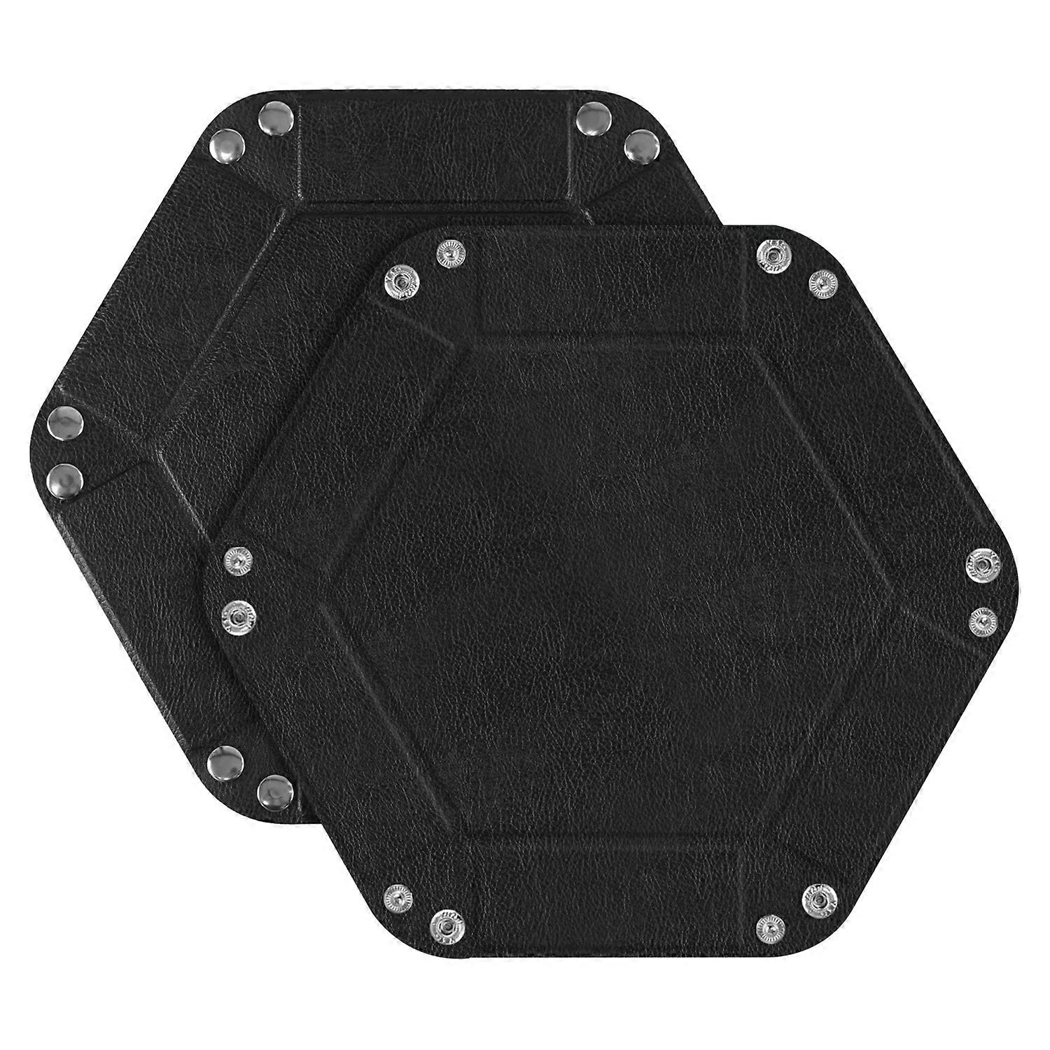 Hexagonal Desktop PU Storage Box Sundries Tray 7 inch