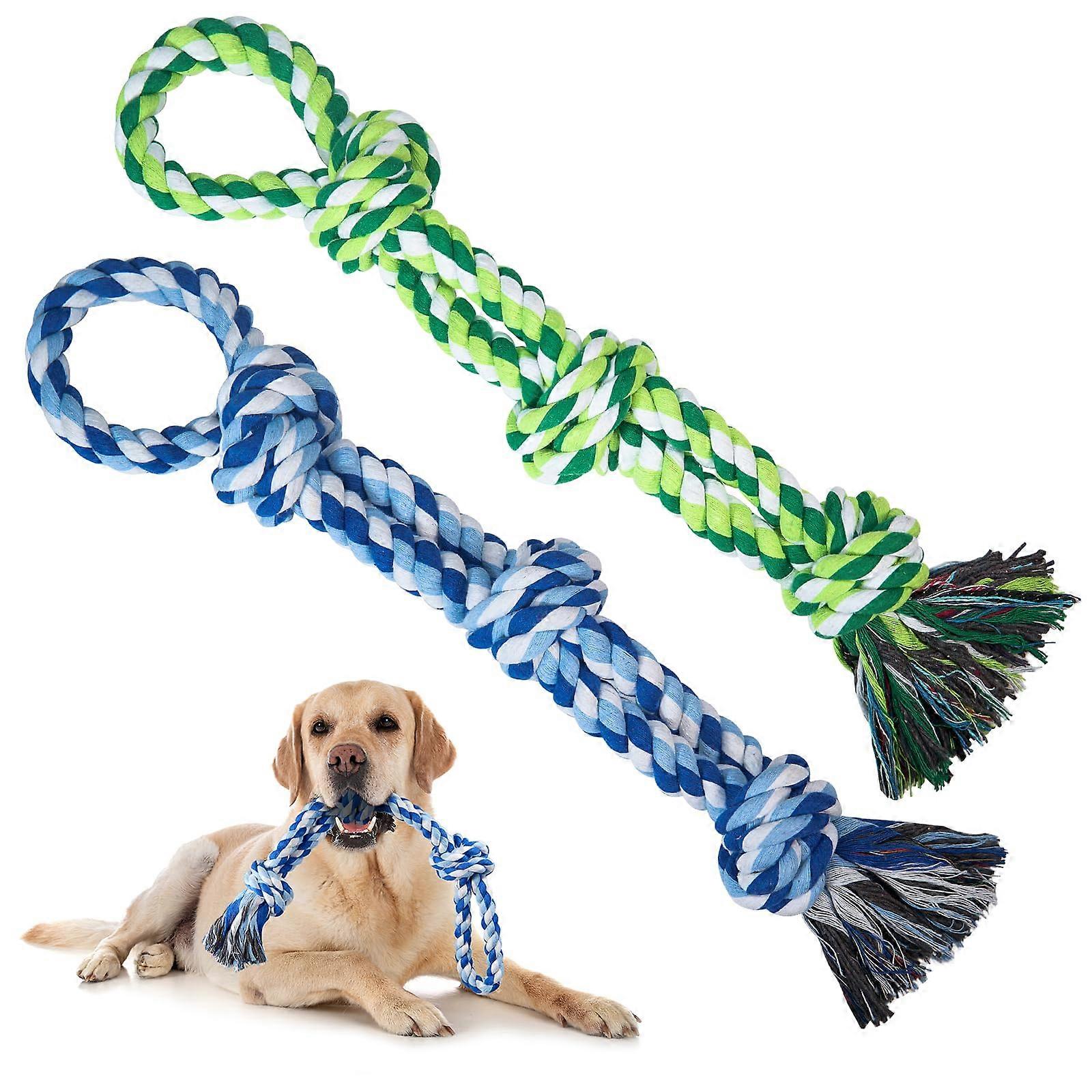 2 Pack Indestructible Dog Rope Toys for Medium Large Breeds, Tough Chew Toys for Aggressive Chewers, Teeth Cleaning Tug Toys