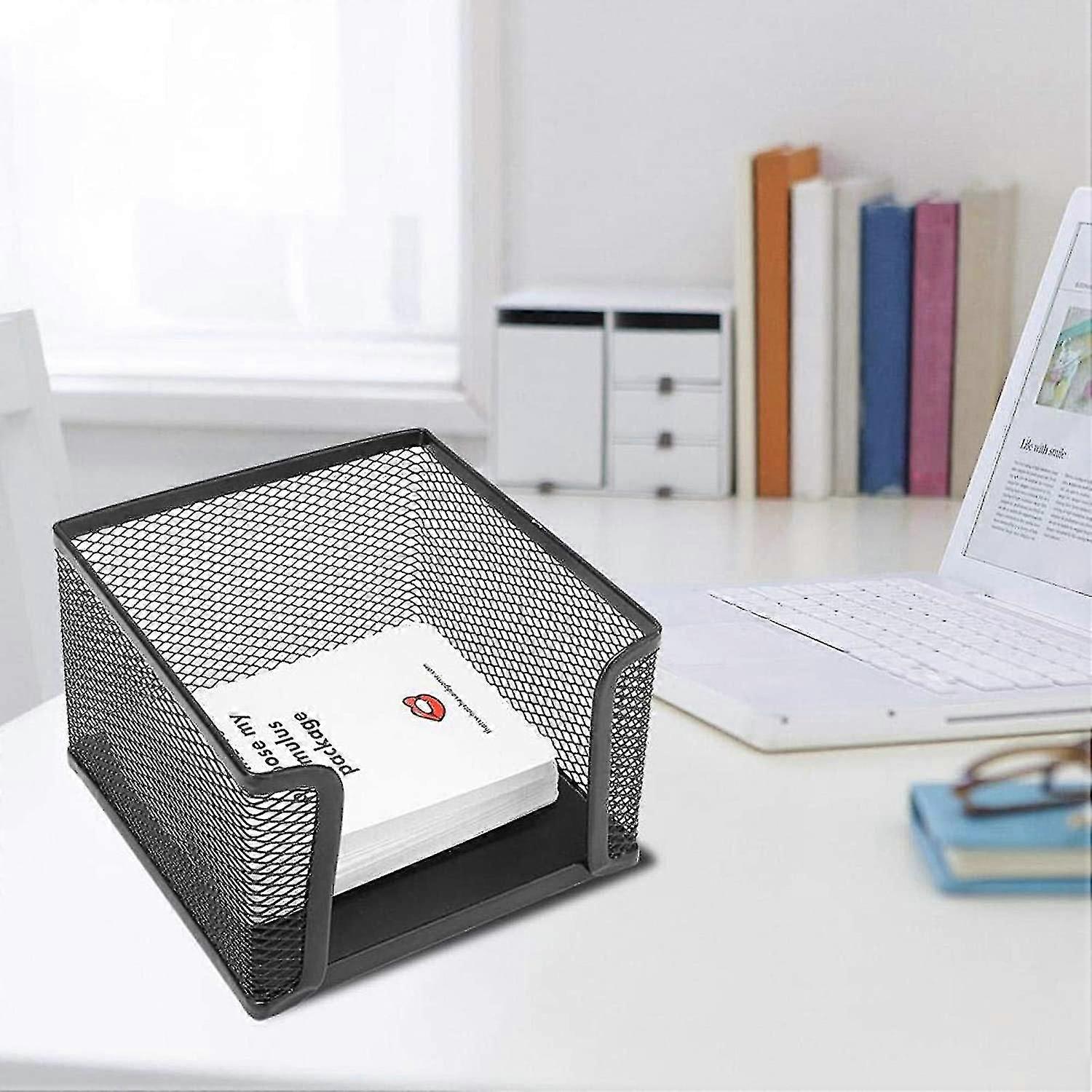 Sticky Notes Holder, Mesh Sticky Notes Dispenser For Home Office, 10.4x10.4x7.9cm