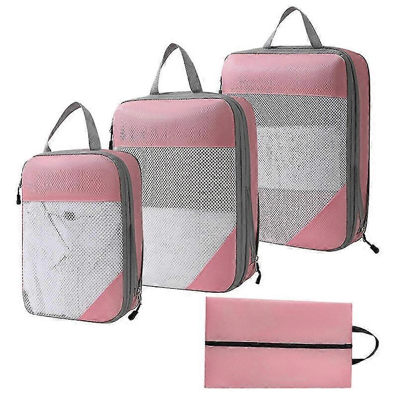 4pcs Compression Packing Cubes For Suitcases, Extensible Compression Cubes Suitcase Organiser,50% Offer--Pink
