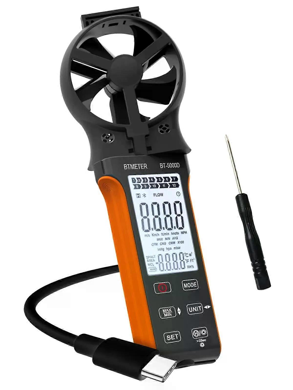 CFM Wind Speed Meter, Handheld Anemometer,HVAC Rotatable Air Velocity Gauge Interference Resistant Waterproof Dustproof