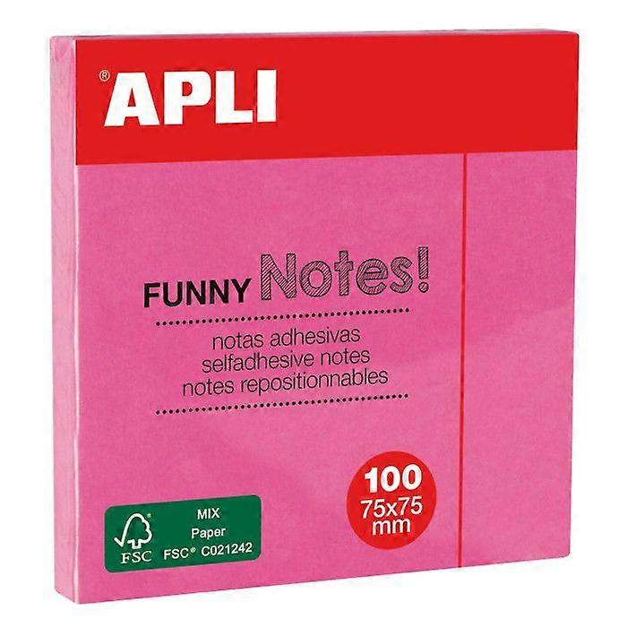 Repositionable Notes - Fluorescent Pink - 7.5x7.5cm - Adhesive - Notes - Apli