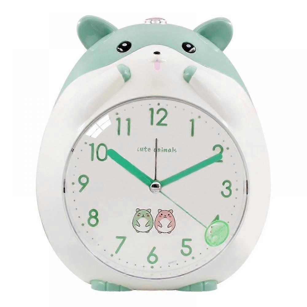 寝室用SAYTAY目覚まし時計、漫画目覚まし時計ハムスター目覚まし時計常夜灯、学生子供の家の装飾デスクトップ時計(緑)
