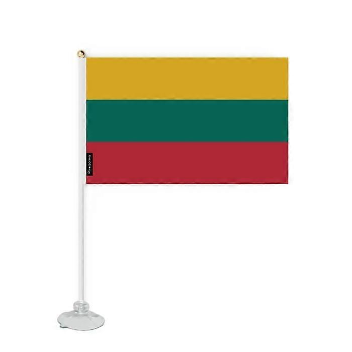 Flag - Lithuania - Mini Suction Cup Flag - 14 x 21 cm - Polyester - Double-Sided Print