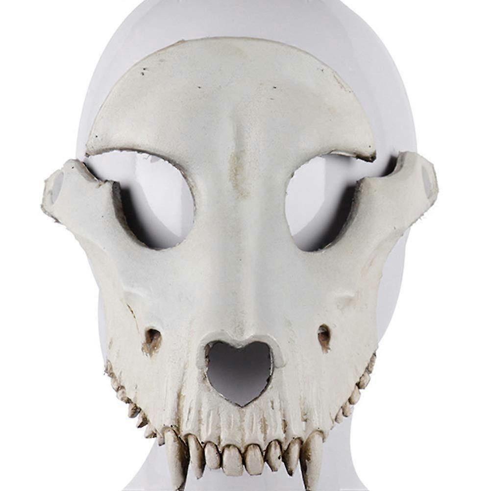 Sheep Head Mask Beige Halloween Sheep Skull Cosplay Mask for Parties and Horror Events Adjustable Size Prop