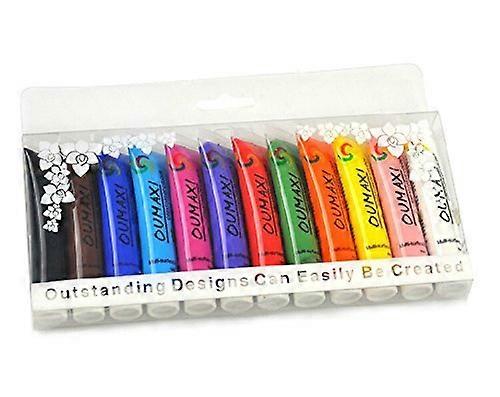 12 Color 3D Multi-Surface Nail Art Paint Brush Set for Professional and DIY Nail Designs