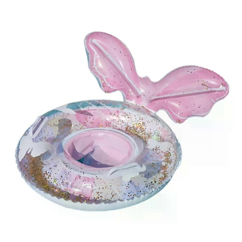 Baby Mermaid Swim Ring Pool Floating Ring Leakproof Blow Up Swim Tube with Handles & Seat Inflatable Pool Floats for Boys Girls