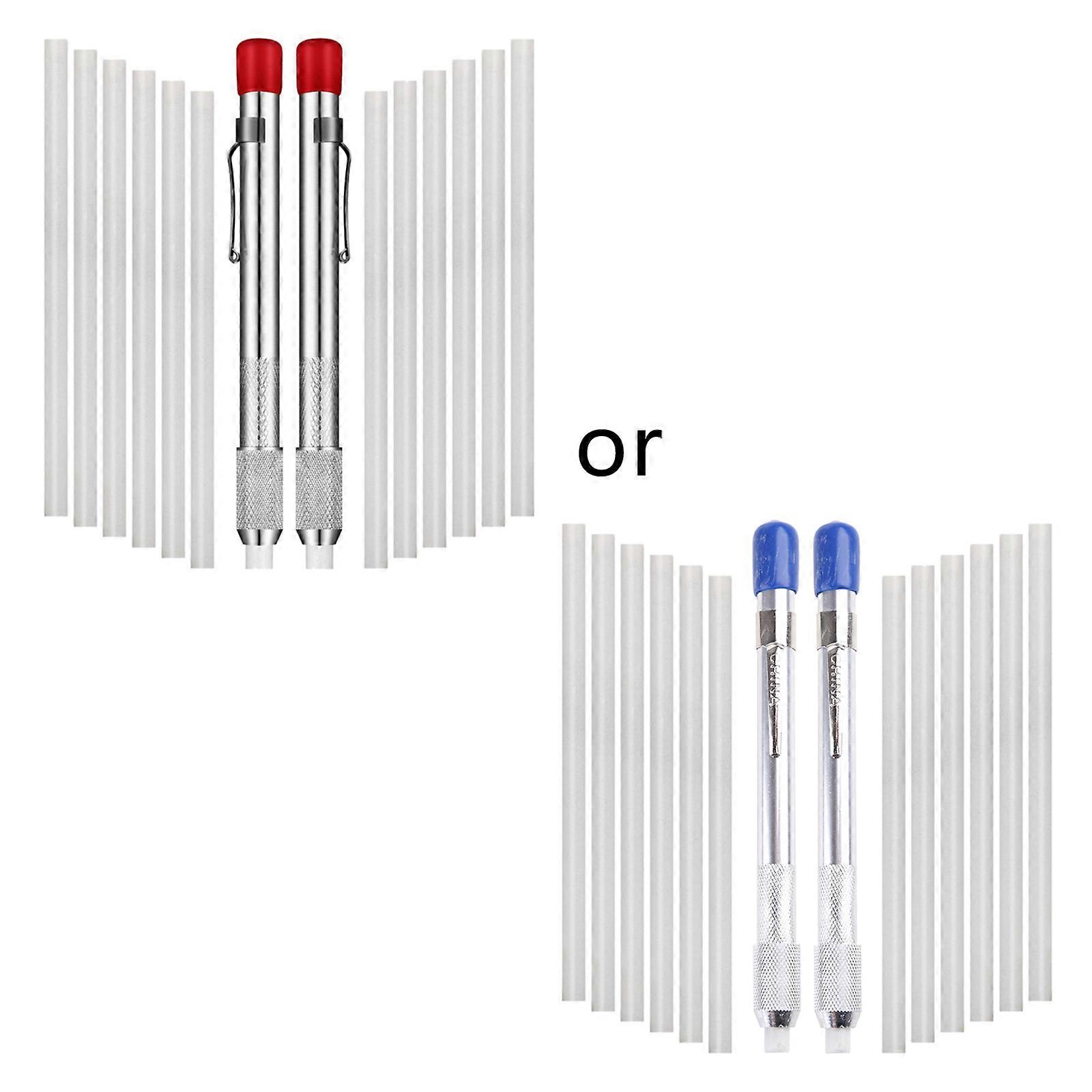 Refillable Round Soapstone Holders with 12 Round Refills Soapstone Pens Set for Marking on Irons Steels Welding Tools