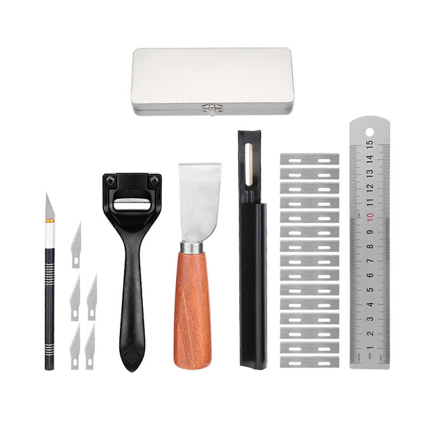Leather Crafting Tool Leather Craft Tool Set with Stitching Punch, Tracing Wheel, Leather Kits, Leather Working Tool Set