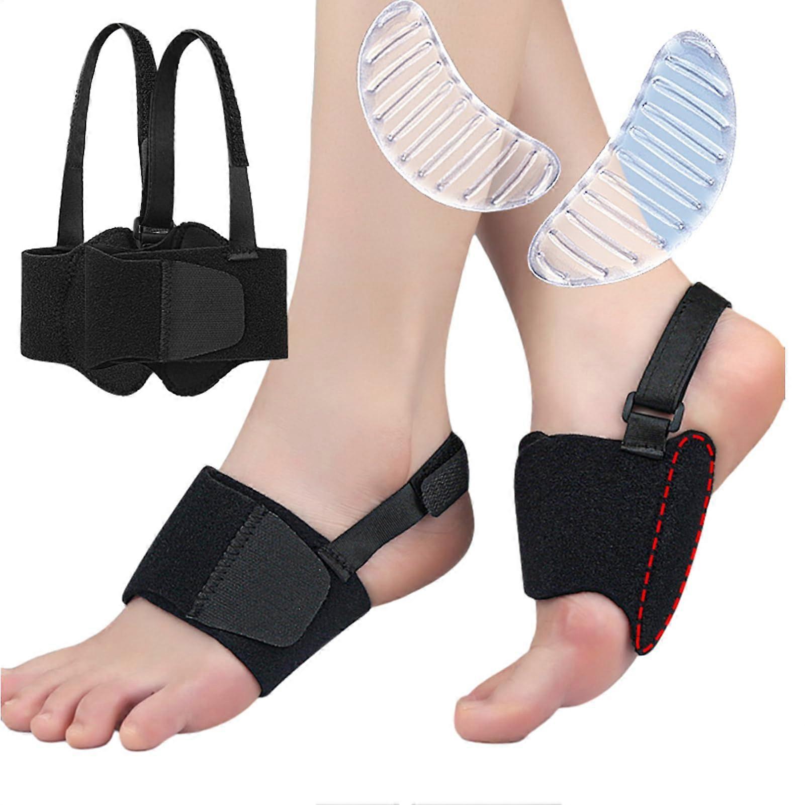 Arch Support for Plantar Relief - Adjustable Non-Slip Portable Wraps for Flat Feet, Elastic Cushion, 2-Pack