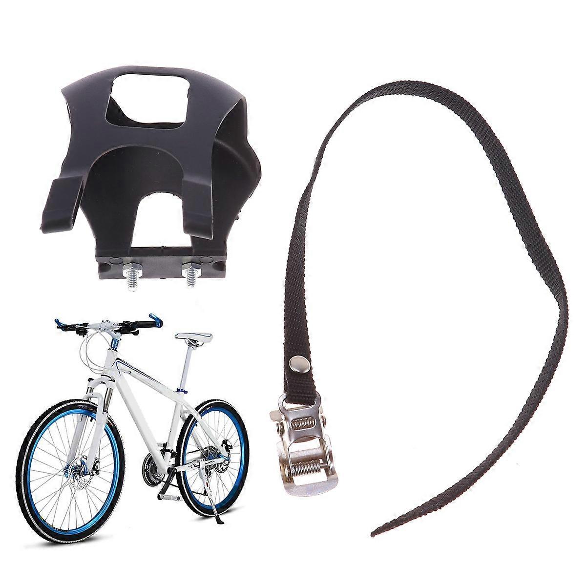 Slip Bike Toe Clips with Fixed Straps – Durable Plastic Design for Mountain and Road Biking, Easy Installation, Black
