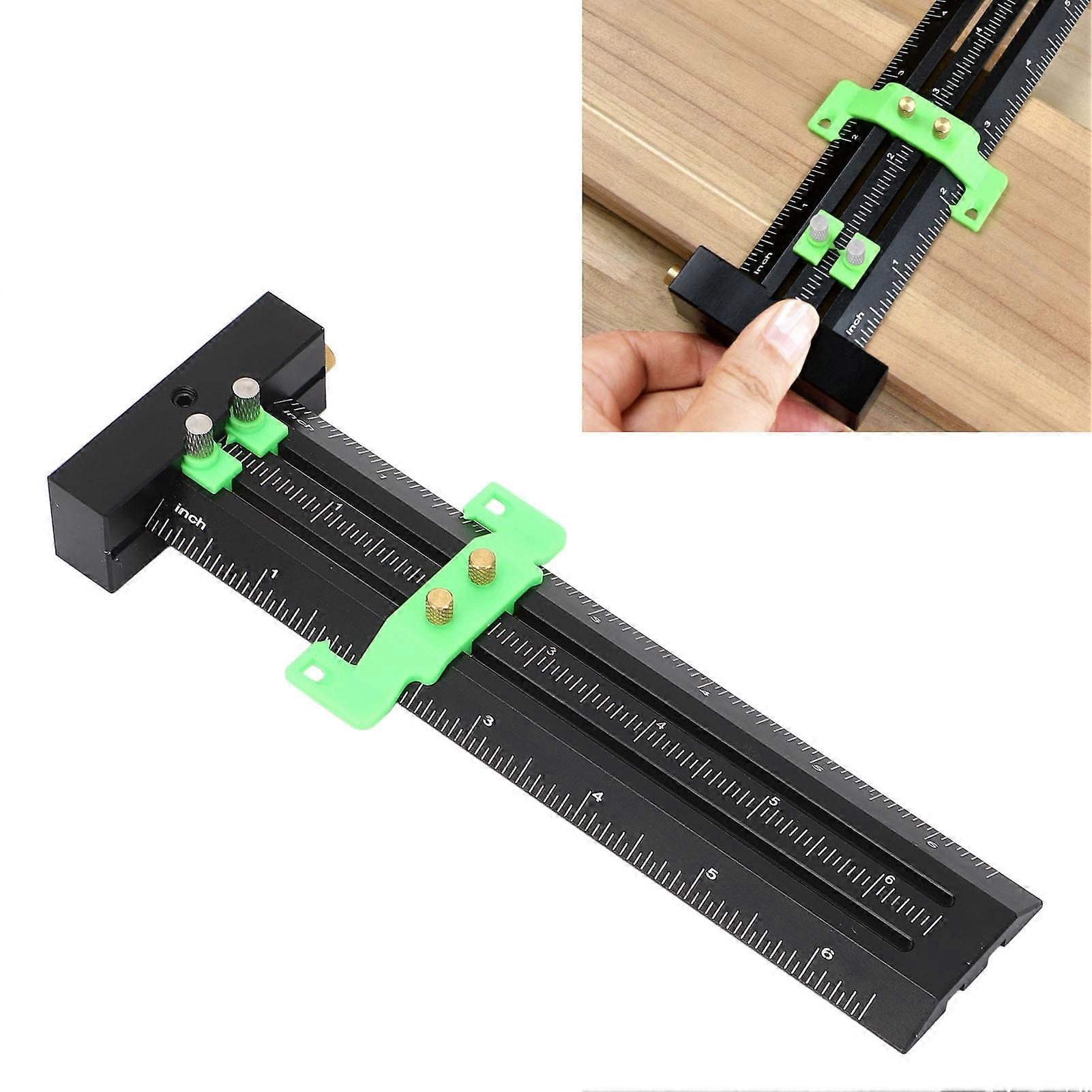 6in Woodworking Scriber with Limit Block Parallel Vertical Marking Easy to Read Double Line Marking Ruler Green 